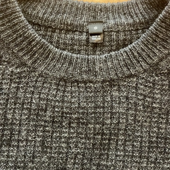 Wool + Yak Blend Grey Waffle Knit Sweater, Small - Picture 4 of 5